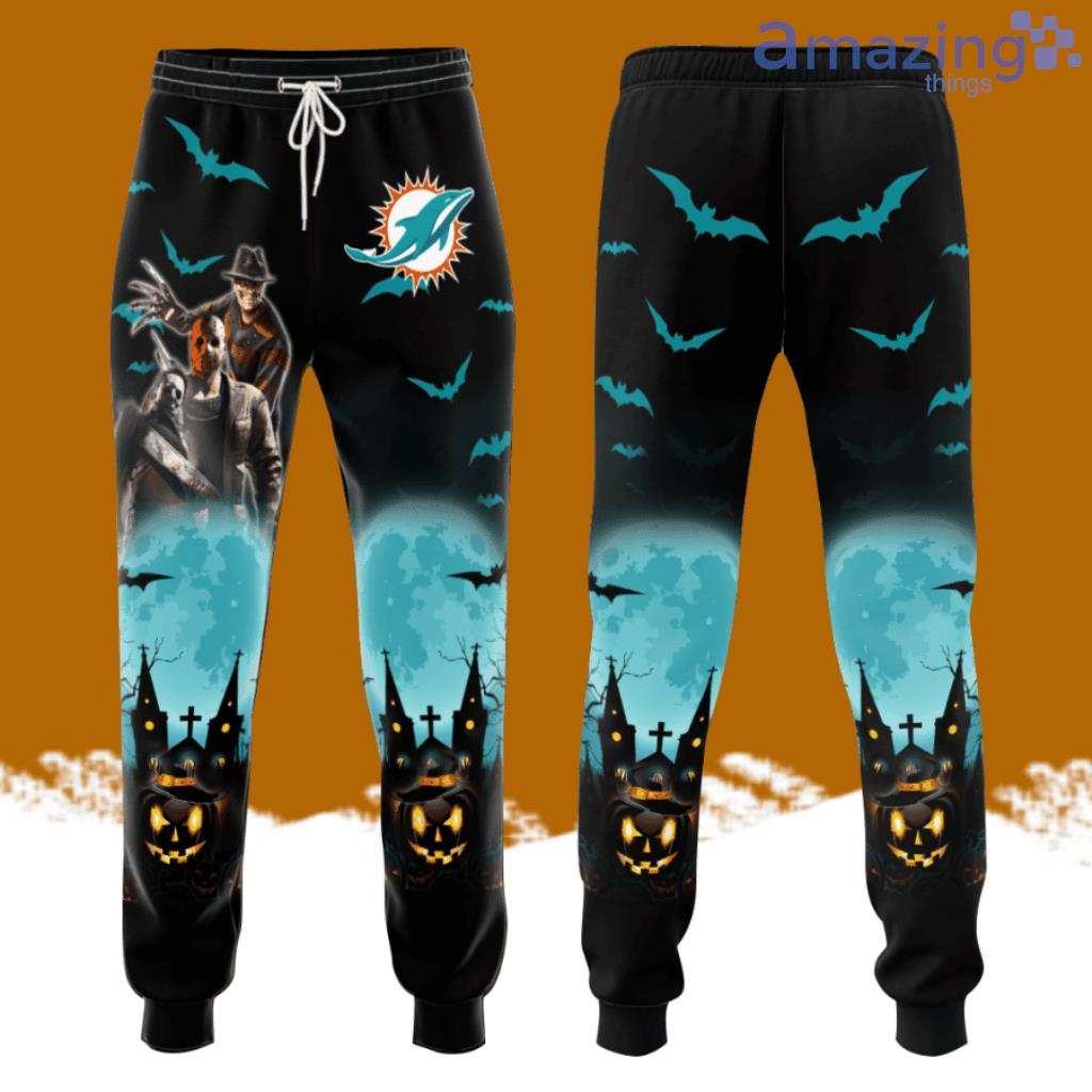 Miami Dolphins Friday The 13th Halloween Theme All Over Print 3D Casual Unisex All Over Print 3D Long Pants Black image Miami Dolphins Friday The 13th Halloween Theme All Over Print 3D Casual Unisex All Over Print 3D Long Pants Black Product Photo 1