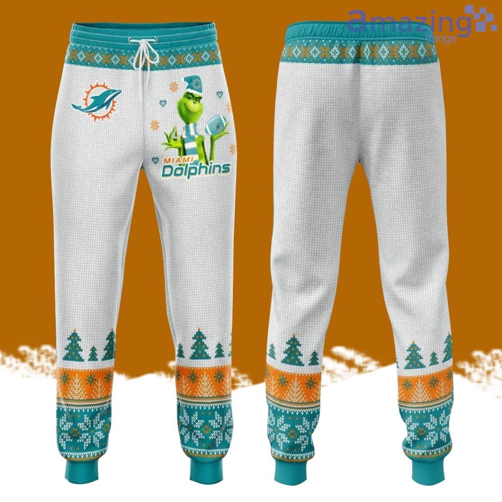 Miami Dolphins Grinch Christmas Pattern All Over Print 3D Casual Unisex All Over Print 3D Long Pants White image Miami Dolphins Grinch Christmas Pattern All Over Print 3D Casual Unisex All Over Print 3D Long Pants White Product Photo 1