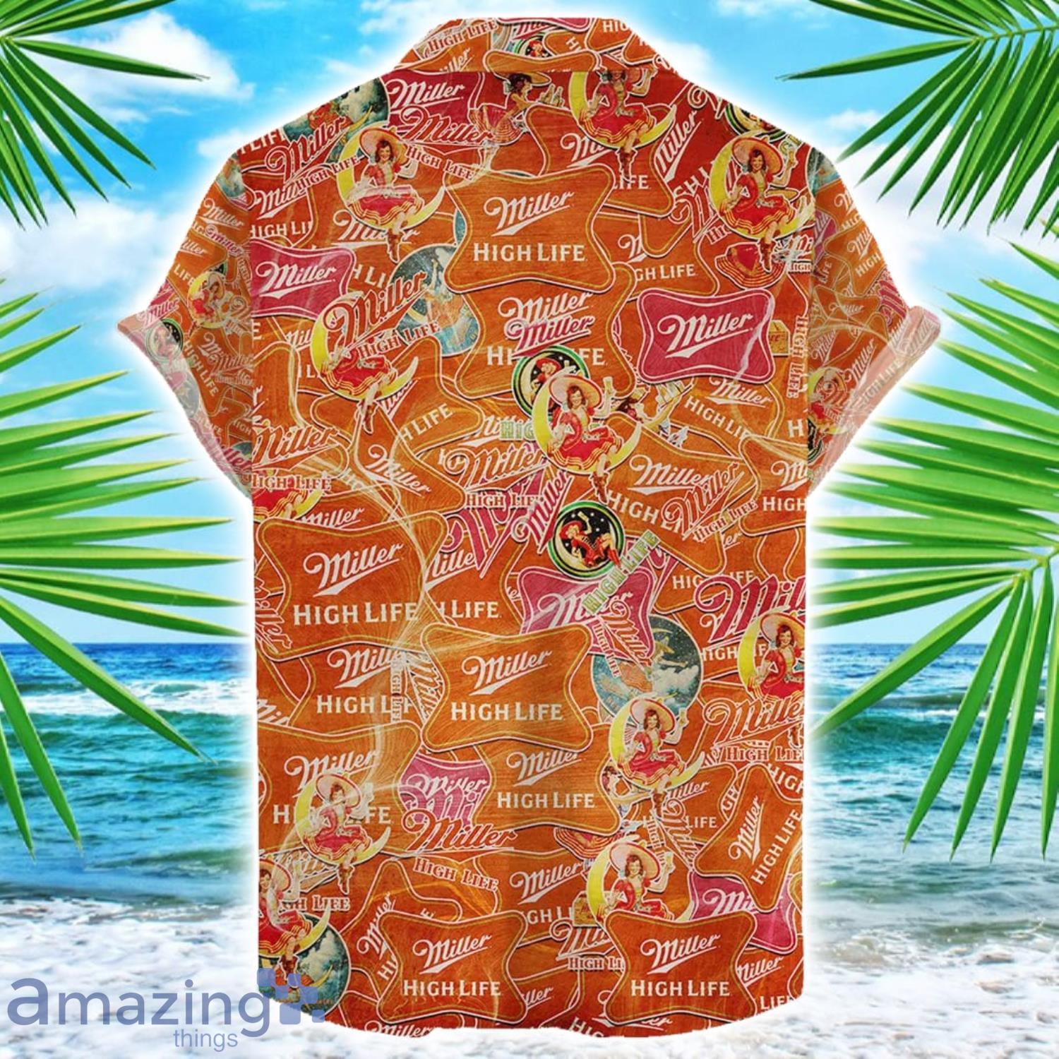 Miller High Life 3D Printing Beer Logo Hawaiian Shirt For Men And Women image Miller High Life 3D Printing Beer Logo Hawaiian Shirt For Men And Women Product Photo 2