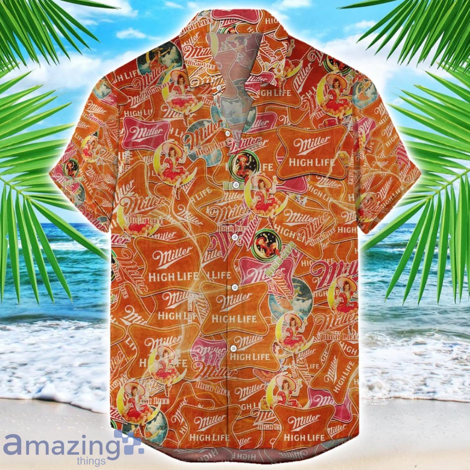 Miller High Life 3D Printing Beer Logo Hawaiian Shirt For Men And Women image Miller High Life 3D Printing Beer Logo Hawaiian Shirt For Men And Women Product Photo 1