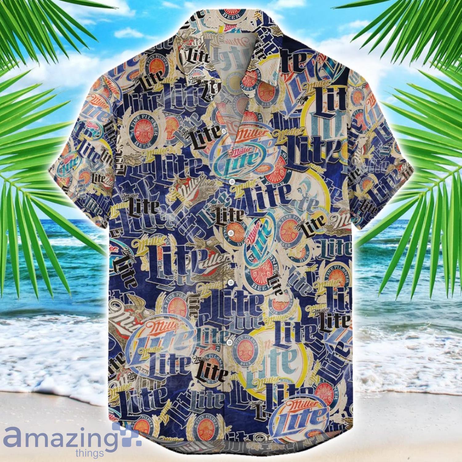 Miller Lite 3D Printing Beer Logo Hawaiian Shirt For Men And Women image Miller Lite 3D Printing Beer Logo Hawaiian Shirt For Men And Women Product Photo 1