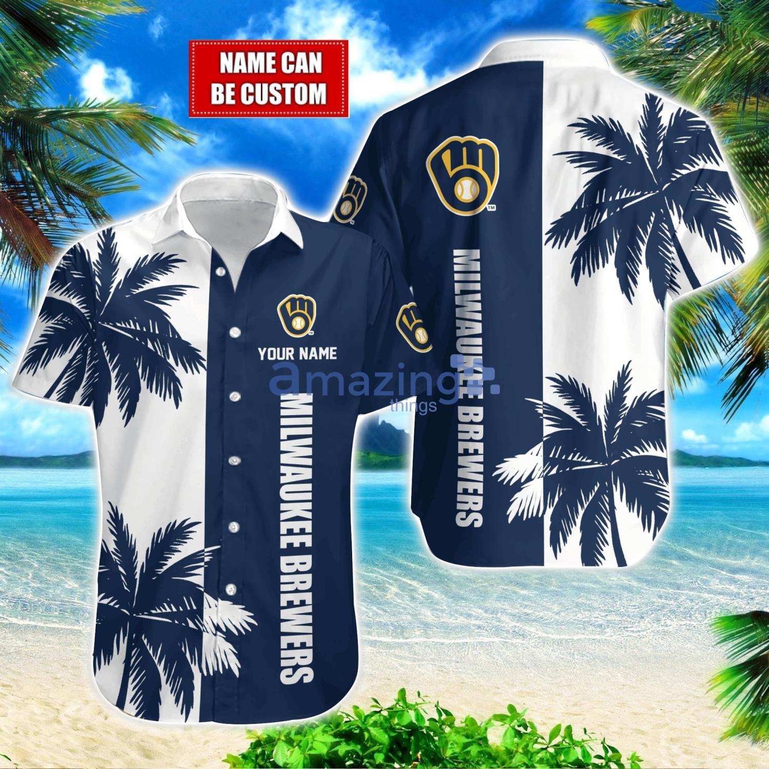 Milwaukee Brewers MLB Beach Coconut Hawaiian Shirt Trending Summer Gift Custom Name image Milwaukee Brewers MLB Beach Coconut Hawaiian Shirt Trending Summer Gift Custom Name Product Photo 1