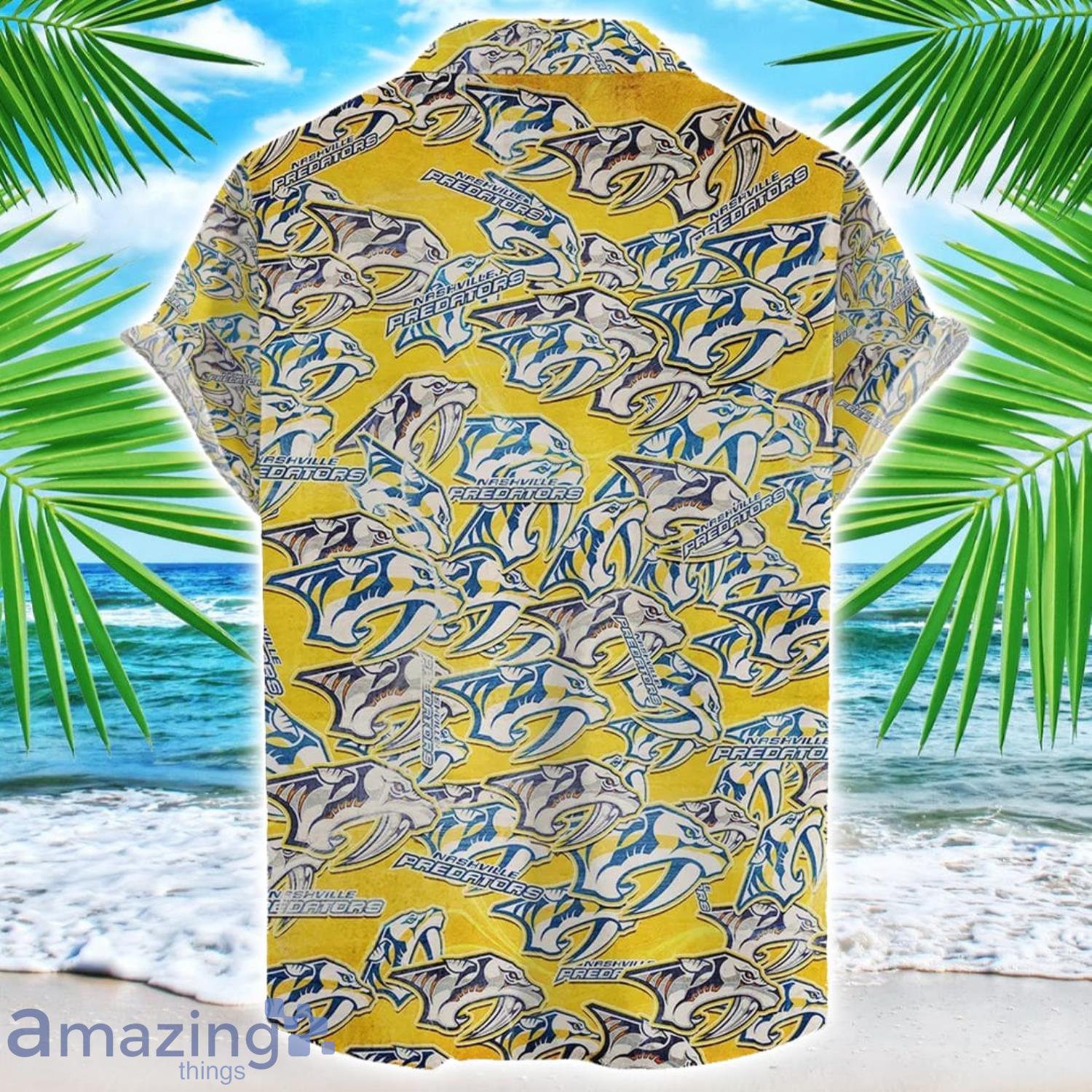 Nashville Predators 3D Printing NHL Team Logo Hawaiian Shirt Unique Gift For Fans image Nashville Predators 3D Printing NHL Team Logo Hawaiian Shirt Unique Gift For Fans Product Photo 2