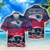 New England Patriots Big Logo Waves Pattern Tropical NFL Hawaiian Shirt