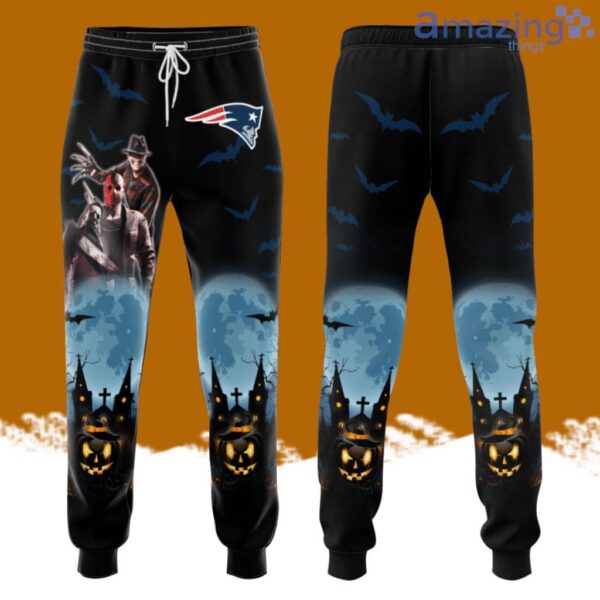 New England Patriots Football Team,freddy Krueger, Michael Myers,jason Voorhees Halloween All Over Print 3D Long Pants Black Product Photo 1