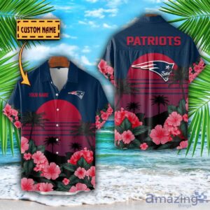 New England Patriots NFL Team Hawaiian Shirt And Shorts Floral Beach Pattern Custom Name Product Photo 1