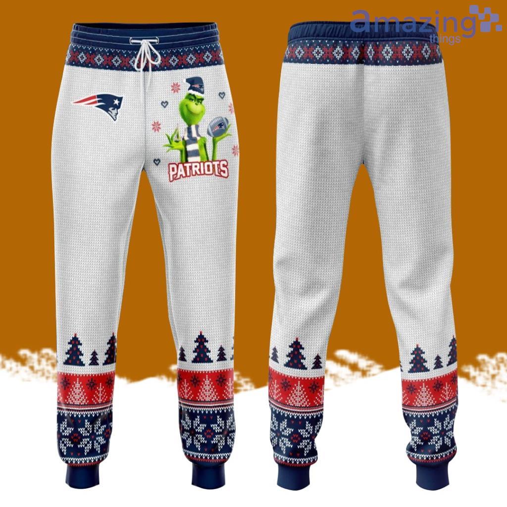 New England Patriots Professional Football Team Grinch Patriots All Over Print 3D Long Pants White image New England Patriots Professional Football Team Grinch Patriots All Over Print 3D Long Pants White Product Photo 1