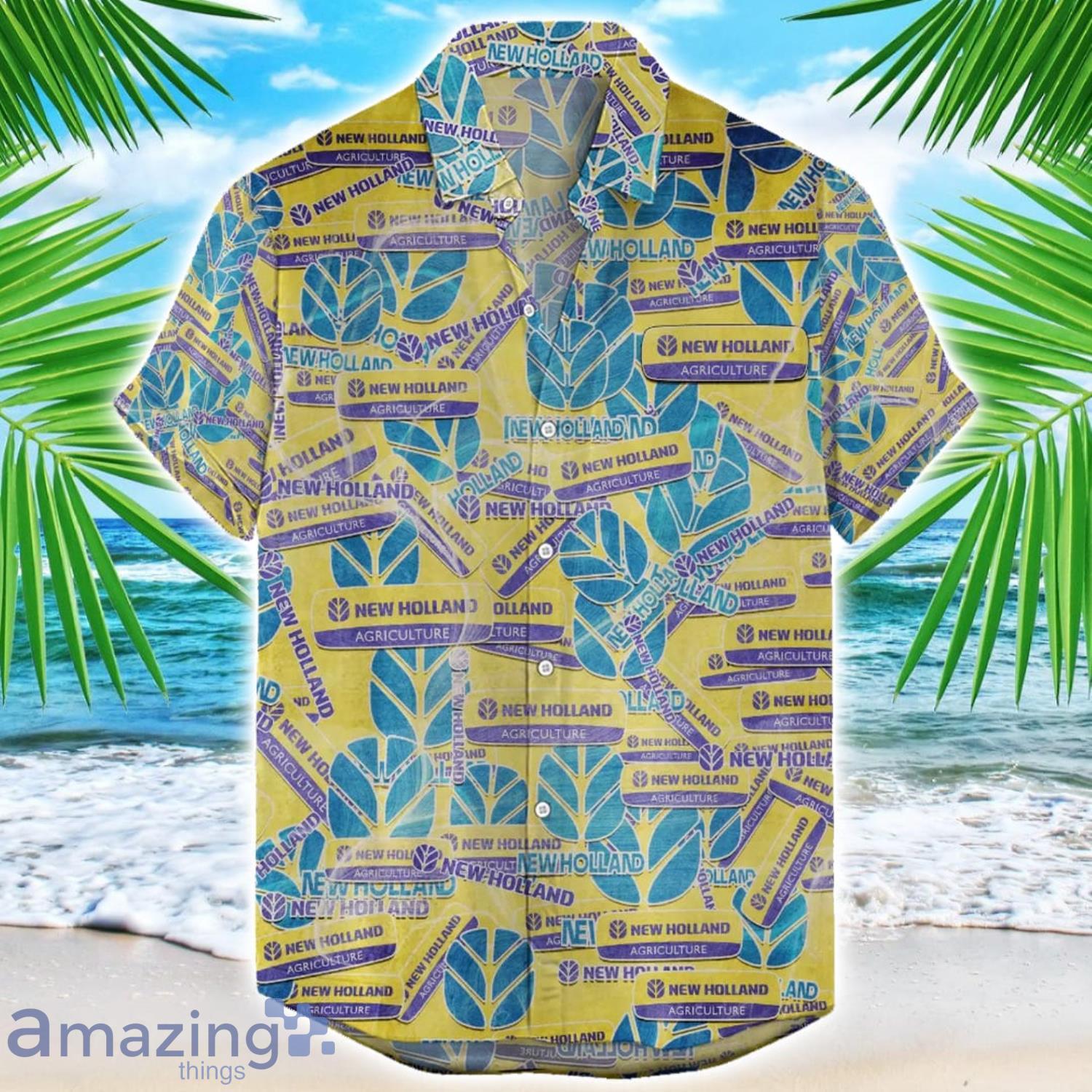 New Holland Hawaii All Printed Tractor Logo Hawaiian Shirt For Men And Women image New Holland Hawaii All Printed Tractor Logo Hawaiian Shirt For Men And Women Product Photo 1