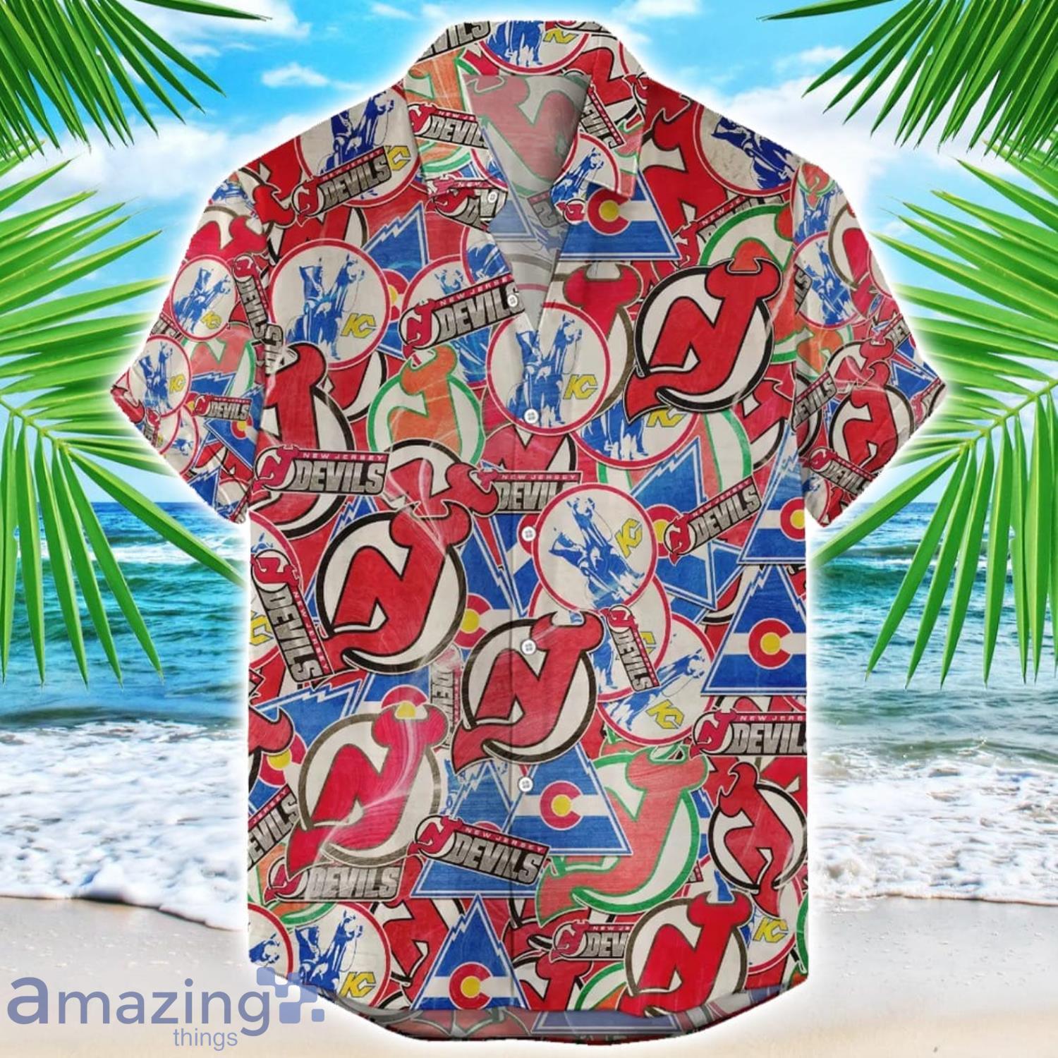 New Jersey Devils 3D Printing NHL Team Logo Hawaiian Shirt Unique Gift For Fans image New Jersey Devils 3D Printing NHL Team Logo Hawaiian Shirt Unique Gift For Fans Product Photo 1