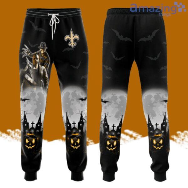 New Orleans Saints Friday The 13th Halloween Theme All Over Print 3D Casual Unisex All Over Print 3D Long Pants Black Product Photo 1