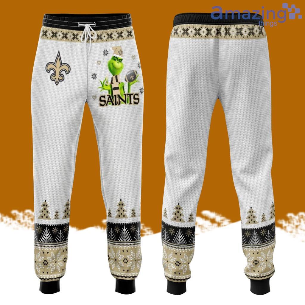 New Orleans Saints Grinch Christmas Pattern All Over Print 3D Casual Unisex All Over Print 3D Long Pants White image New Orleans Saints Grinch Christmas Pattern All Over Print 3D Casual Unisex All Over Print 3D Long Pants White Product Photo 1