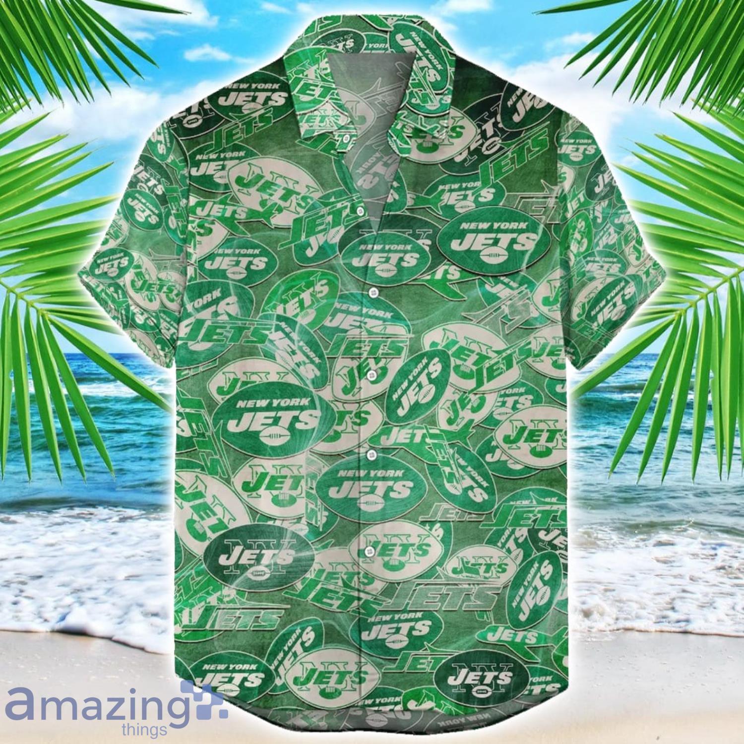 New York Jets NFL Team Logo 3D Hawaiian Shirt Limited For Sports Fans image New York Jets NFL Team Logo 3D Hawaiian Shirt Limited For Sports Fans Product Photo 1