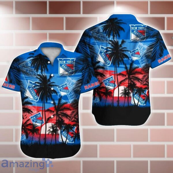 New York Rangers NHL Hawaii Coconut And Logo Full Printed Hawaiian Shirt Product Photo 1