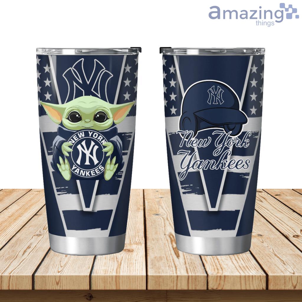 New York Yankees Baby Yoda Travel Tumbler 20oz image New York Yankees Baby Yoda Travel Tumbler 20oz Product Photo 1