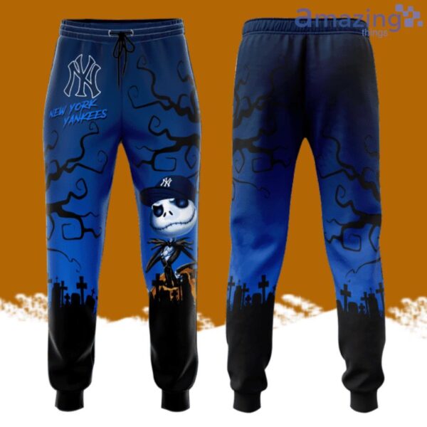 New York Yankees Halloween Theme All Over Print 3D Unisex All Over Print 3D Long Pants Black Blue Product Photo 1