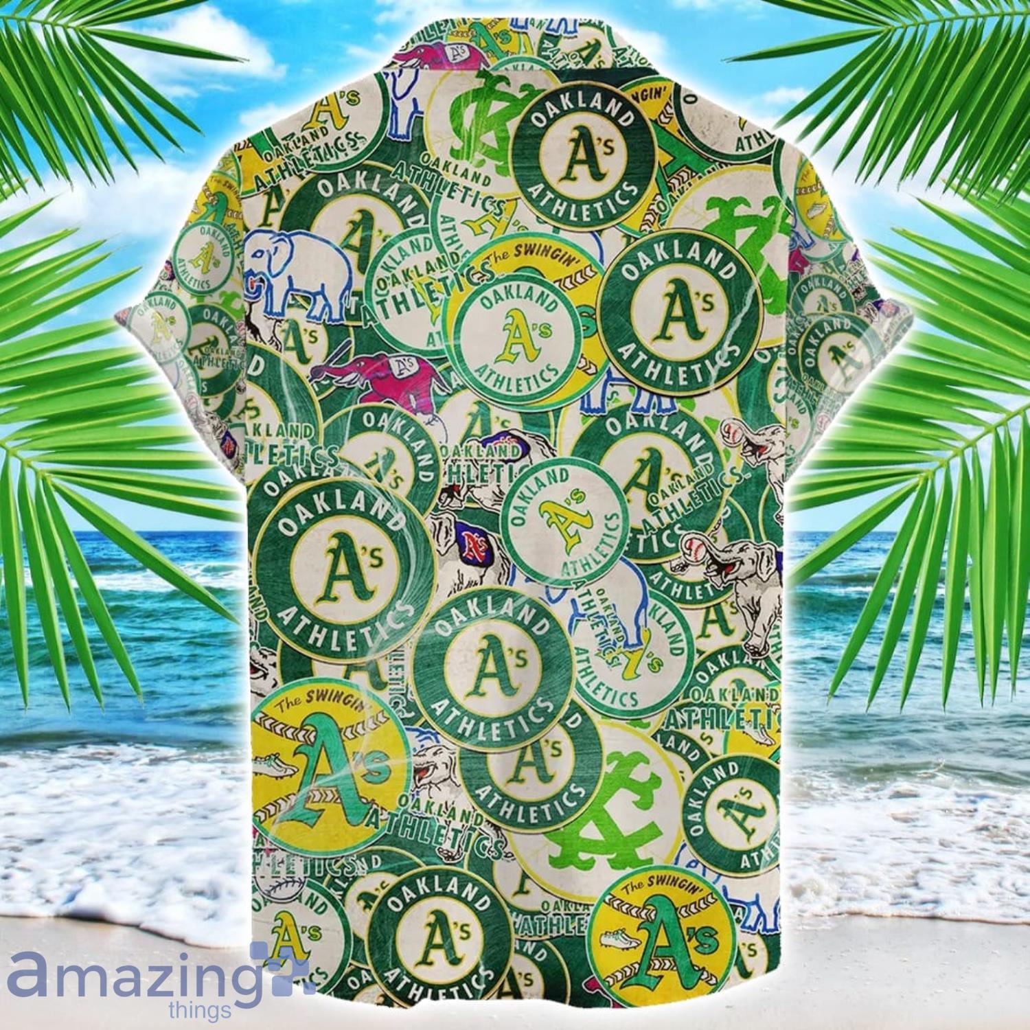 Oakland Athleticss MLB Team Logo 3D Hawaiian Shirt Limited For Sports Fans image Oakland Athleticss MLB Team Logo 3D Hawaiian Shirt Limited For Sports Fans Product Photo 2