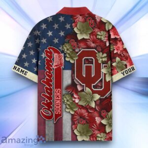 Oklahoma Sooners Hawaiian Shirt Flower 3D USA Flag 4th July Independence Day Custom Name Product Photo 3