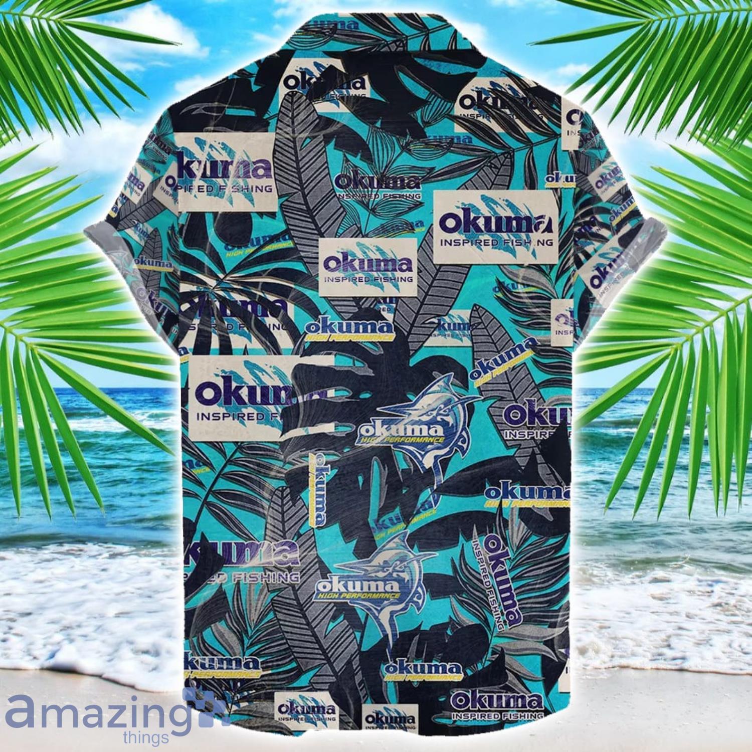 Okuma Fishing Retro Logo Hawaiian Shirt For Men And Women Summer Gift image Okuma Fishing Retro Logo Hawaiian Shirt For Men And Women Summer Gift Product Photo 2