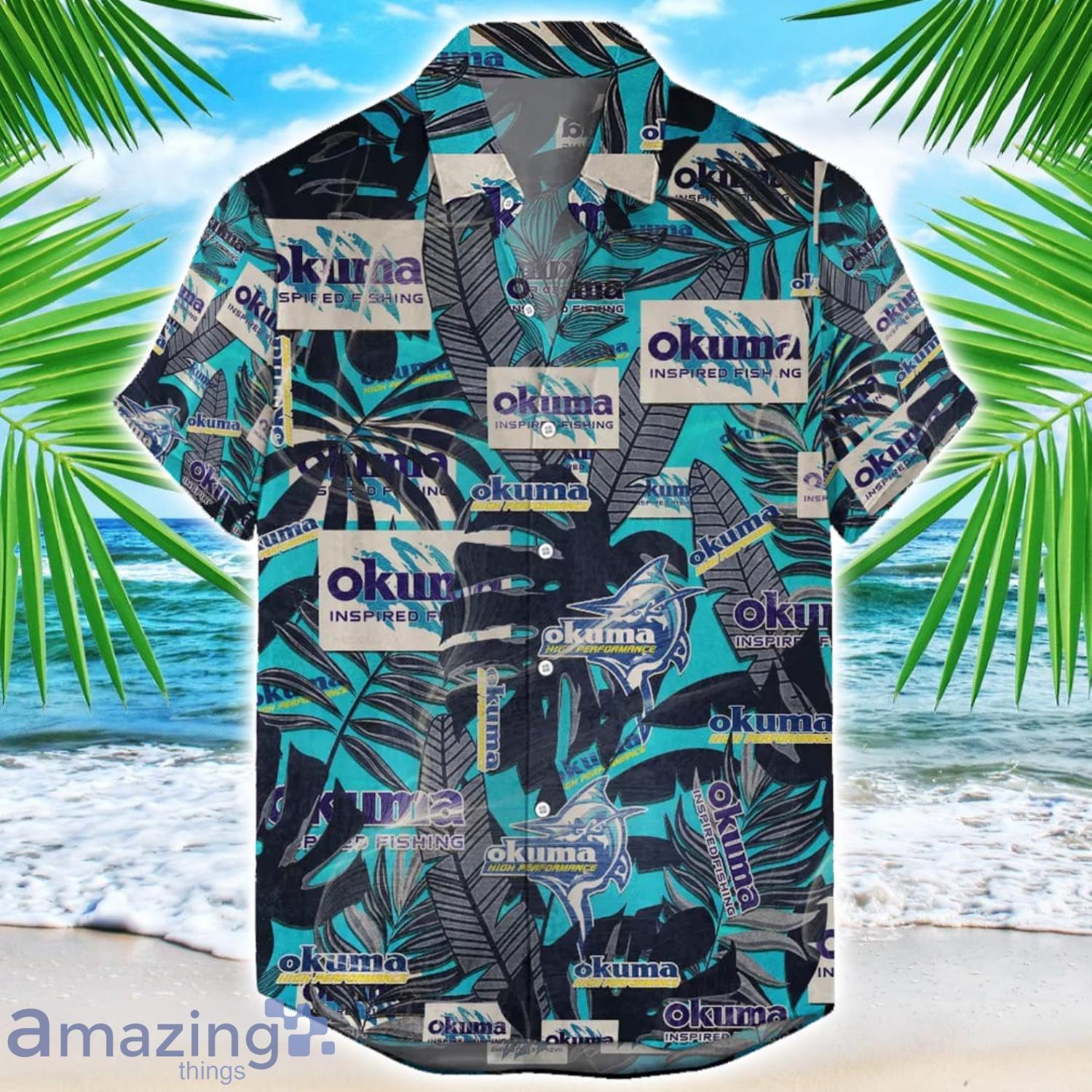 Okuma Fishing Retro Logo Hawaiian Shirt For Men And Women Summer Gift image Okuma Fishing Retro Logo Hawaiian Shirt For Men And Women Summer Gift Product Photo 1