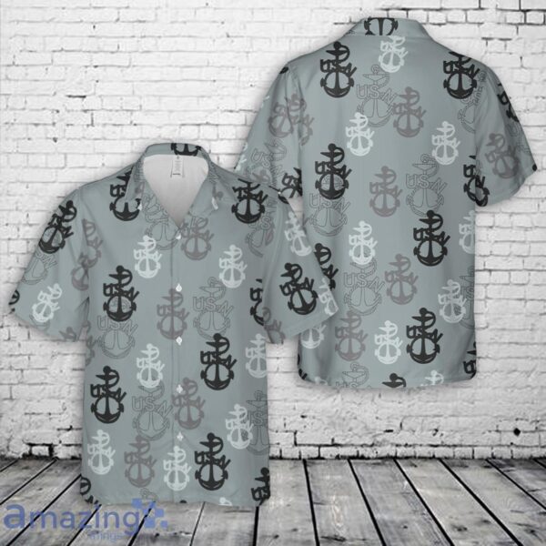 Old School Navy Chiefs Anchor Silhouette Hawaiian Shirt Product Photo 1