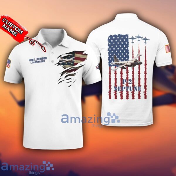 P-2 Neptune P2 3D Aircraft Flag White Polo Shirt For Men And Women Custom Name Product Photo 1