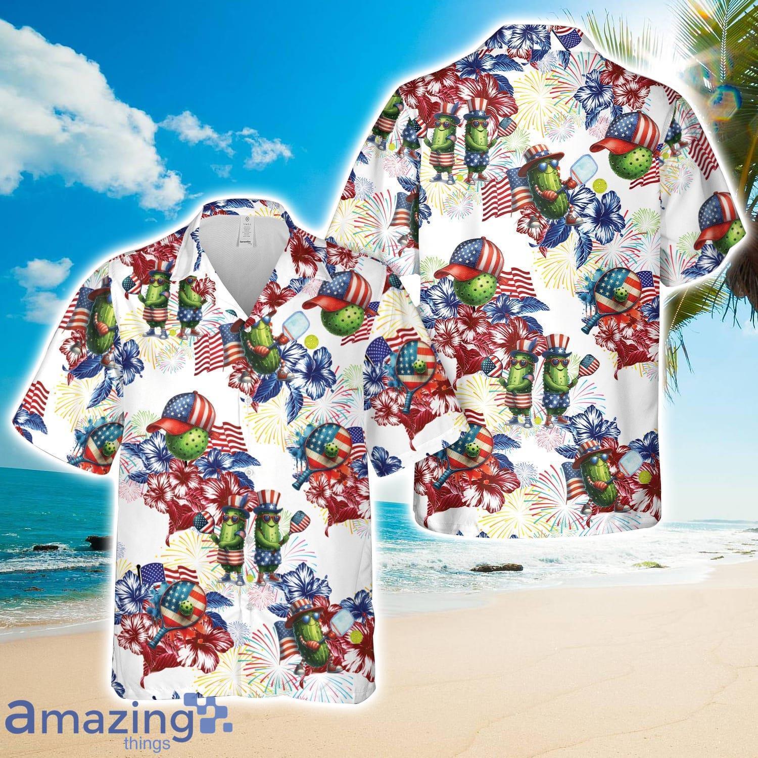 Patriotic Pickleball Players, 4th Of July Hawaiian Shirt image Patriotic Pickleball Players, 4th Of July Hawaiian Shirt Product Photo 1