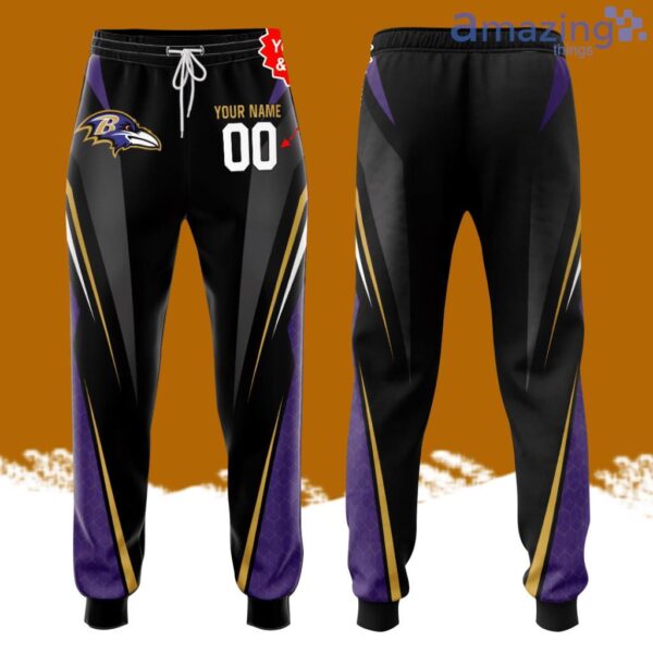 Personalized Baltimore Ravens All Over Print 3D Casual Unisex All Over Print 3D Long Pants Black Purple Product Photo 1