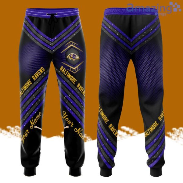 Personalized Baltimore Ravens Football Team All Over Print 3D Long Pants Black Product Photo 1