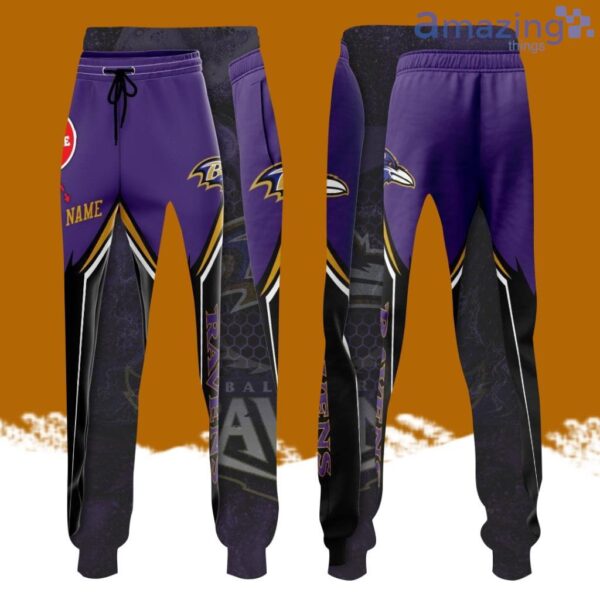 Personalized Baltimore Ravens Professional Football Team All Over Print 3D Long Pants Purple Product Photo 1