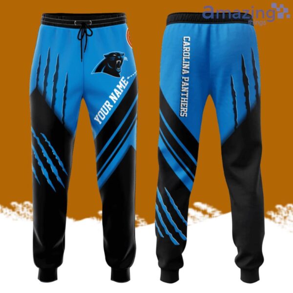 Personalized Carolina Panther Claws All Over Print 3D Casual Unisex All Over Print 3D Long Pants Black Blue Product Photo 1