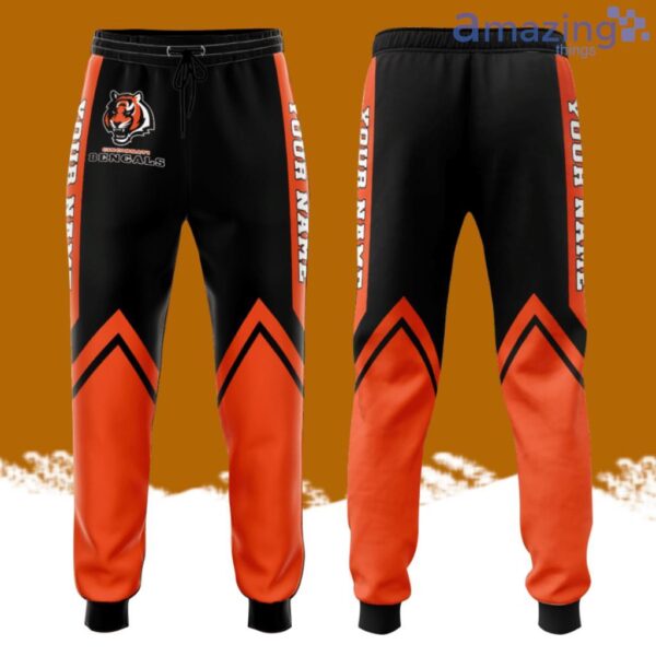 Personalized Cincinnati Bengals All Over Print 3D Casual Unisex All Over Print 3D Long Pants Black Orange Product Photo 1