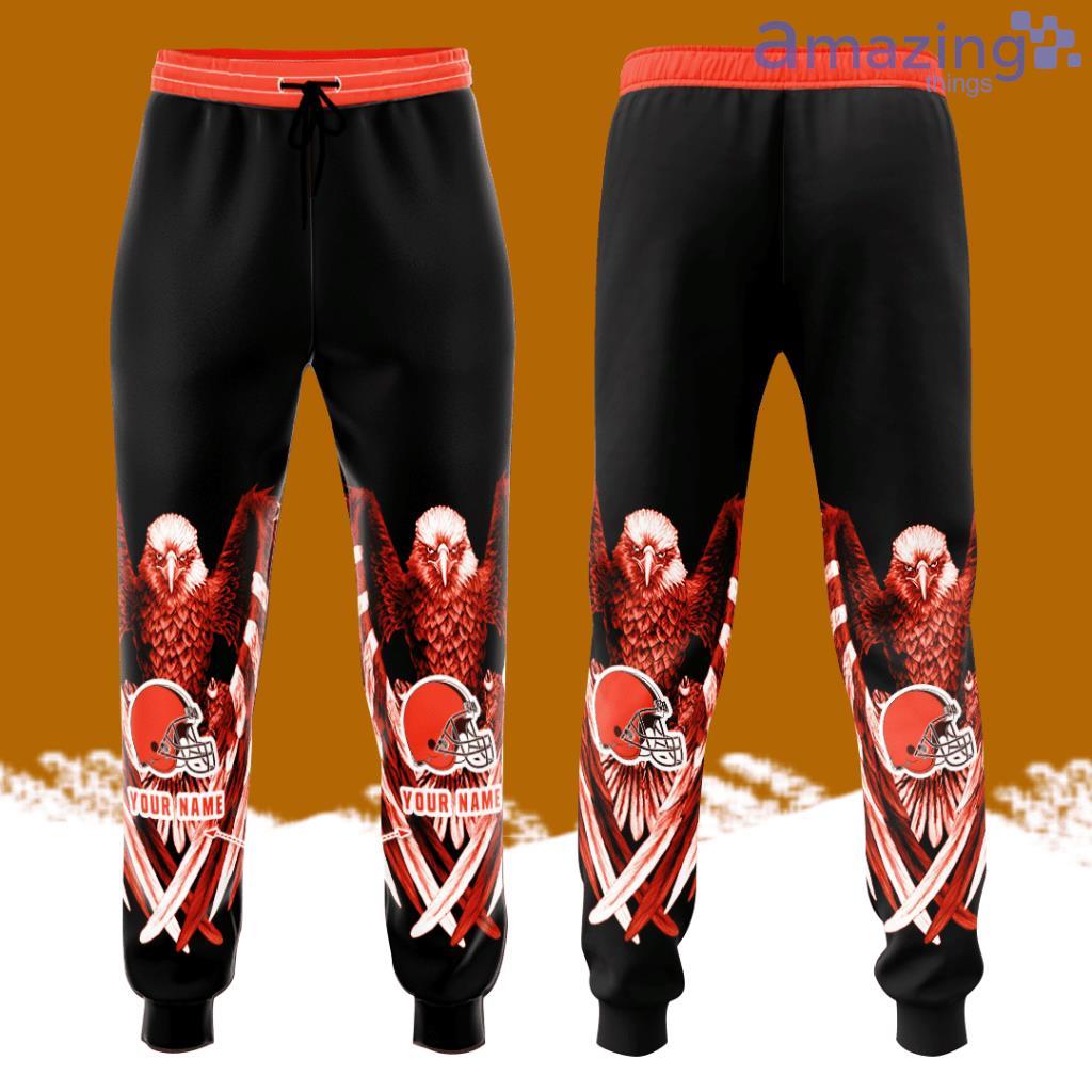 Personalized Cleveland Browns Eagle All Over Print 3D Casual Unisex All Over Print 3D Long Pants Black Orange image Personalized Cleveland Browns Eagle All Over Print 3D Casual Unisex All Over Print 3D Long Pants Black Orange Product Photo 1