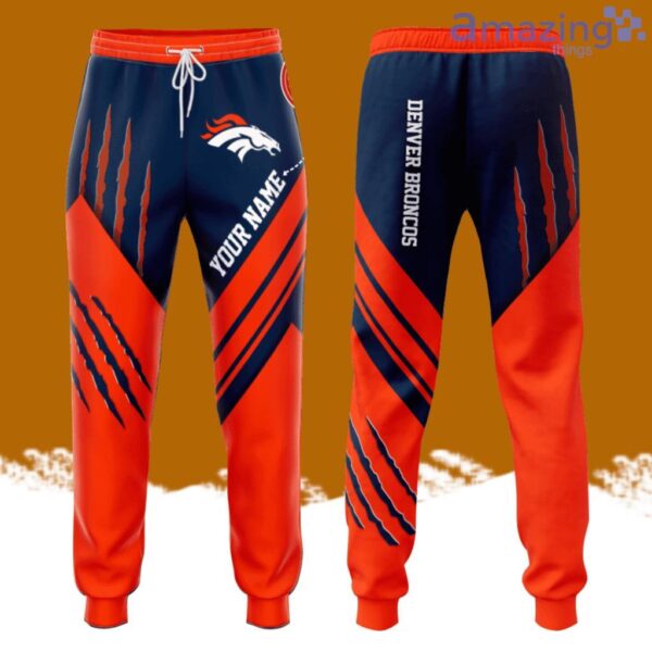 Personalized Denver Broncos Claws All Over Print 3D Casual Unisex All Over Print 3D Long Pants Navy Orange Product Photo 1