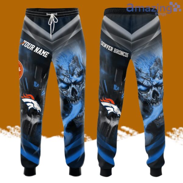 Personalized Denver Broncos Smoky Blue Skull All Over Print 3D Casual Unisex All Over Print 3D Long Pants Product Photo 1