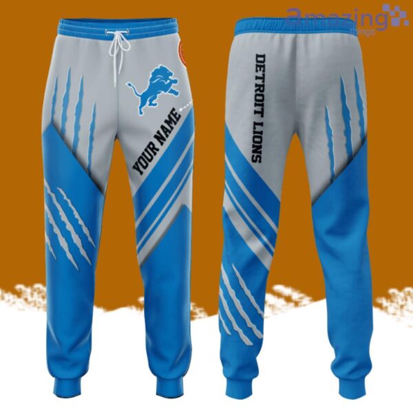 Personalized Detroit Lions Claws All Over Print 3D Casual Unisex All Over Print 3D Long Pants Blue Product Photo 1