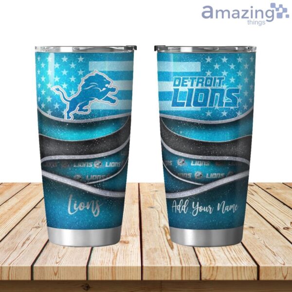 Personalized Detroit Lions Flag 3D Shining Tumbler 20oz Product Photo 1