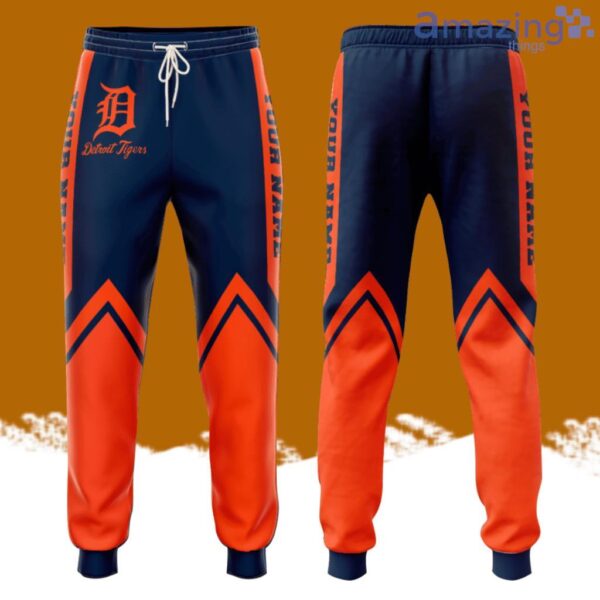 Personalized Detroit Tigers Unisex All Over Print 3D Long Pants Orange Navy Product Photo 1