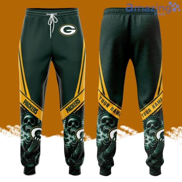 Personalized Green Bay Packers Skeleton All Over Print 3D Casual Unisex All Over Print 3D Long Pants Dark Green Product Photo 1