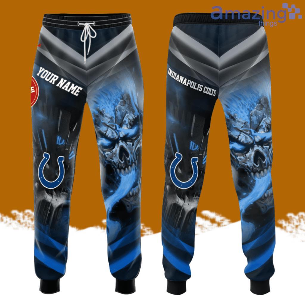 Personalized Indianapolis Colts Smoky Blue Skull All Over Print 3D Casual Unisex All Over Print 3D Long Pants image Personalized Indianapolis Colts Smoky Blue Skull All Over Print 3D Casual Unisex All Over Print 3D Long Pants Product Photo 1