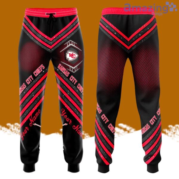 Personalized Kansas City Chiefs All Over Print 3D Glittering Stripes Casual Unisex All Over Print 3D Long Pants Red Black Product Photo 1