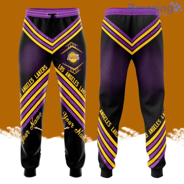 Personalized Los Angeles Lakers Unisex All Over Print 3D Long Pants Black Purple Product Photo 1