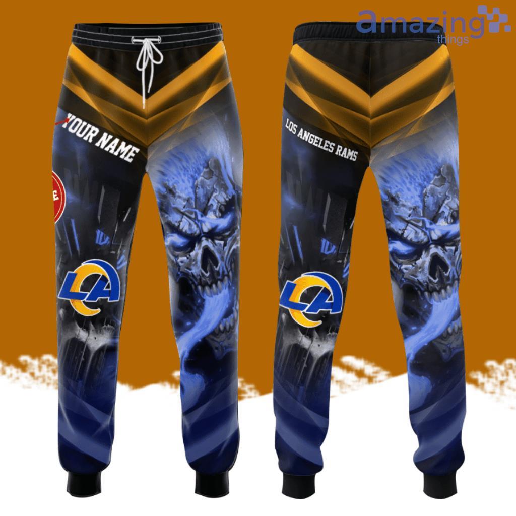 Personalized Los Angeles Rams Smoky Blue Skull All Over Print 3D Casual Unisex All Over Print 3D Long Pants image Personalized Los Angeles Rams Smoky Blue Skull All Over Print 3D Casual Unisex All Over Print 3D Long Pants Product Photo 1