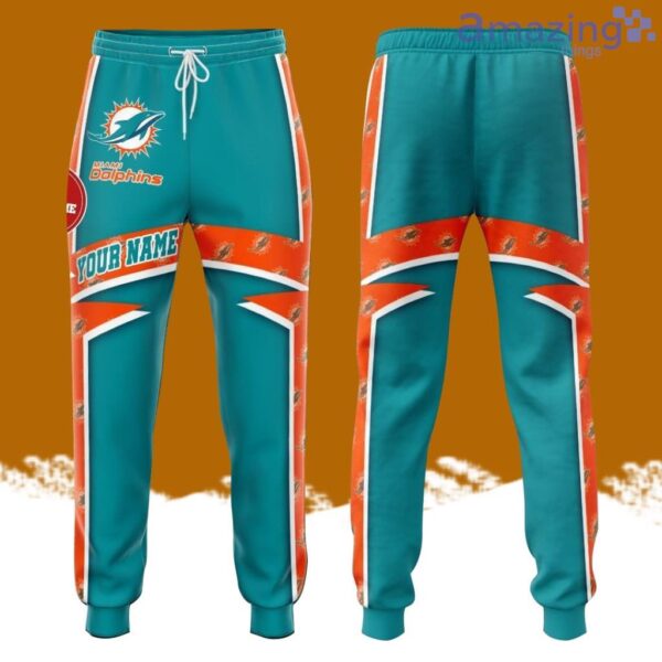 Personalized Miami Dolphins All Over Print 3D Casual Unisex All Over Print 3D Long Pants Turquoise Orange Product Photo 1