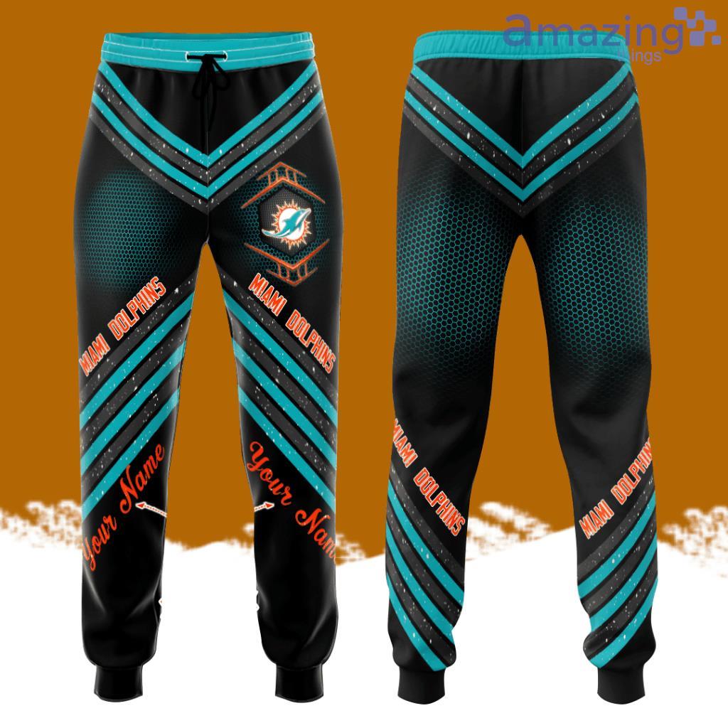 Personalized Miami Dolphins All Over Print 3D Glittering Stripes Casual Unisex All Over Print 3D Long Pants Black Turquoise image Personalized Miami Dolphins All Over Print 3D Glittering Stripes Casual Unisex All Over Print 3D Long Pants Black Turquoise Product Photo 1
