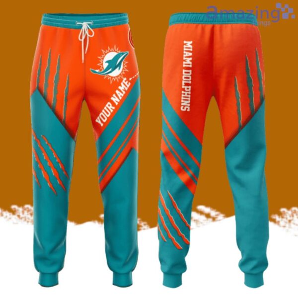 Personalized Miami Dolphins Claws All Over Print 3D Casual Unisex All Over Print 3D Long Pants Orange Turquoise Product Photo 1
