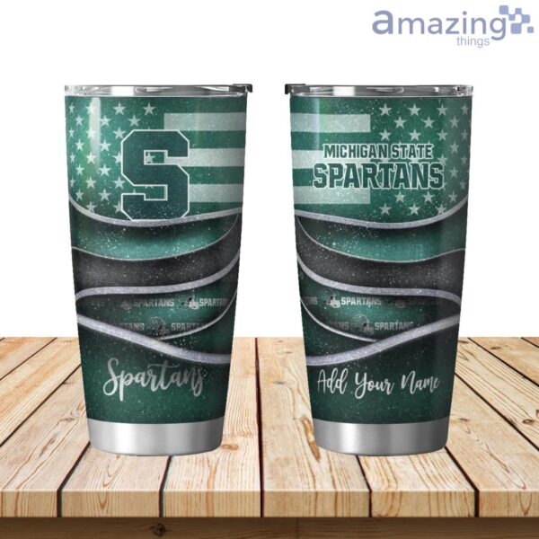 Personalized Michigan State Spartans Flag 3D Shining Tumbler 20oz Product Photo 1