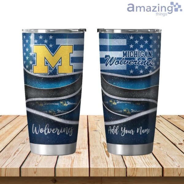 Personalized Michigan Wolverines Flag 3D Shining Tumbler 20oz Product Photo 1