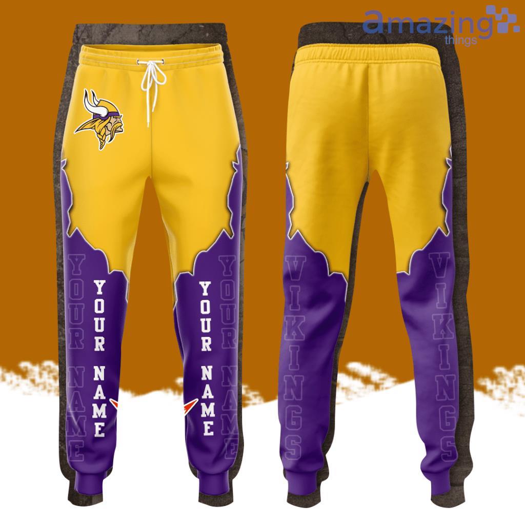 Personalized Minnesota Vikings All Over Print 3D Long Pants Purple image Personalized Minnesota Vikings All Over Print 3D Long Pants Purple Product Photo 1