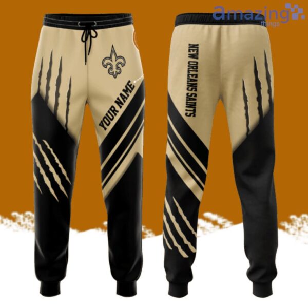 Personalized New Orleans Saints Football Team All Over Print 3D Long Pants Black Product Photo 1