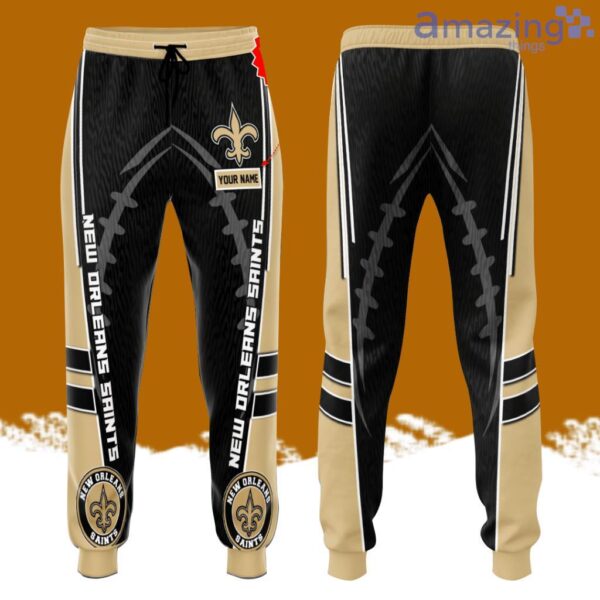 Personalized New Orleans Saints Rugby Ball All Over Print 3D Casual Unisex All Over Print 3D Long Pants Black Product Photo 1